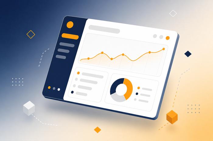 Concept di dashboard software su misura con grafici e statistiche